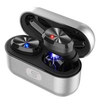 SZSAGO TWS Bluetooth 5.0 Wireless Earbuds Headset W5s True Wireless Earphones for iPhone/Samsung IPX7 Waterproof Smart Bluetooth Headphones Headsets with Patented Intelligent Metal Charging c(Silver)