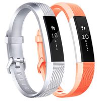 Tobfit Waterproof Sport Bands Compatible with Fit bit Alta/Alta HR/Ace, Soft TPU Replacement Wristbands, Small, Silver/Coral