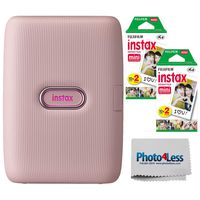 Fujifilm Instax Mini Link Smartphone Printer (Dusky Pink) + Fuji Instax Mini Film (40 Sheets) - Instax Mini Printer Bundle