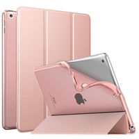 MoKo Case Fit 2018/2017 iPad 9.7 6th/5th Generation, Slim Smart Shell Stand Folio Case with Soft TPU Translucent Frosted Back Cover Compatible with iPad 9.7" 2018/2017, Auto Wake/Sleep - Rose Gold