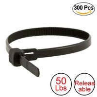Wideskall 12" inch Releasable Cable Zip Tie 50 Lbs, Pack of 300