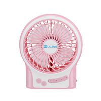 OFEFAN 3 Speeds Mini Desk Fan, Rechargeable Battery Operated Fan with LED Light and 2200mAh Battery, Portable USB Fan Quiet for Home, Office, Travel, Camping, Outdoor, Indoor Fan (Pink)