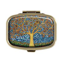 GDEE Tree of Life Custom Fashion Stainless Steel Bronze Pill Box Western Tablets Tablet Holder Management Case Pocket or Wallet