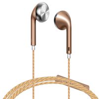 COSPOR in Ear Headphones Wired Earphones Noise Cancelling Earbuds Bass Metal headsets with Microphone for Sports Running Gym Exercise Jogging (Golden) 