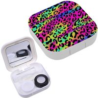 Portable Contact Lens Case Box Travel Kit Mirror + Bottle + Tweezers Container Holder [ Animal Neon ]