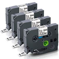 Unismar Tze-121 Tze 121 Black on Clear Laminated Label Tape Compatible for Brother P-Touch PT-D210 PT-H100 PT-H110 PT-D200 PT-D600 PT-E300 PT-P300BT Label Maker, 9mm x 8m, 3/8" x 26.2', 4-Pack