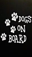 Chase Grace Studio Dogs On Board Dog Paw Prints Vinyl Decal Sticker|White|Cars Trucks Vans SUV Laptops Wall Art|5.25" X 5.25"|CGS554