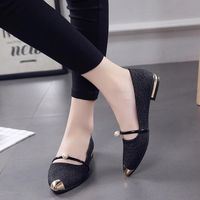 Hemlock Low Heel Flat Shoes, Women Comfortable Slippers Dress Sandals Shoes Pointed Toe Oxford Shoes (US:6.5, Black)