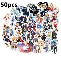 Sword Art Online Waterproof Car Stickers/Decals (50 pcs) of Japanese Anime Cartoon for Laptop Skateboard Snowboard Water Bottle Phone Car Bicycle Luggage Guitar Computer PS4 (Sword)