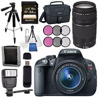 Canon EOS Rebel T5i DSLR Camera with 18-55mm Lens + Canon EF 75-300mm Lens + Canon 100ES EOS Shoulder Bag Bundle