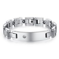 FCZDQ Cystal Magnetic Therapy Health Bracelet Stainless Steel Couple Bangle Bracelet for Womens