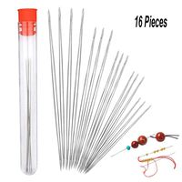 16 Pieces Beading Needles, Seed Beads Needles Beading Embroidery Needles Big Eye Collapsible Beading Needles Set for Jewelry Making with Needle Bottle (5 Sizes)