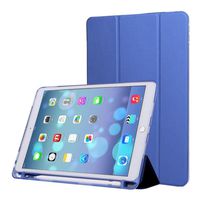 Tablet PU Case For iPad 9.7 inch, Tuscom Universal Multi-angle Holder Stand Slim Auto Wake/Sleep Smart Cover Skin with Pen Slot Design (Blue)