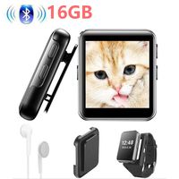 Mini Clip Bluetooth4.2 MP3 Player 16GB 1.5inch Full Touch Screen HiFi Lossless Music Player with FM Radio, Recorder, Back Clip, Watch Strap for Running Sports MP3 Player