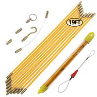 Boeray 19' Fiberglass Running Electrical Wire Cable Pulling Fish Tape Kit with 5 Different Attachments and Fastener in a Carrying Case
