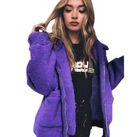 Xavigio_Women Coats Women's Coat Casual Fleece Fuzzy Faux Shearling Fluffy Jackets Winter Long Sleeve Zip Up Outwear with Pockets S-3XL