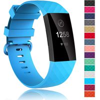 Velavior Waterproof Bands for Fitbit Charge 3 / Charge3 SE, Replacement Wristbands for Women Men Small Large (Cerulean, Small)