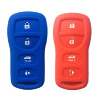Red and Blue Skin Silicone Protective Remote Key Fob Cover Bag Holder Key Fob Skin Covers for Nissan Armada Altima Sentra Maxima 350z