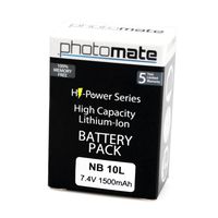 Photomate NB-10L NB10L Ultra High Capacity Rechargeable Battery Pack (1500mAh) for Canon Powershot SX40 HS, SX40HS, SX50 HS, SX50HS, SX60 HS, SX60HS, G1 X, G1X, G15, G16 Digital Camera