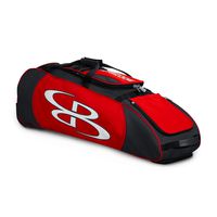 Boombah Spartan Rolling Baseball/Softball Bat Bag - 38" x 12-1/2" x 12" - Holds 4 Bats and Much More (Black/Red)