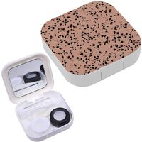Portable Contact Lens Case Box Travel Kit Mirror + Bottle + Tweezers Container Holder [ Terrazzo Marble ]