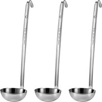 meekoo 3 Pieces Stainless Steel Ladle Soup Handle Ladle with Pouring Rim for Kitchen Cooking Soup Sauce (4 oz)