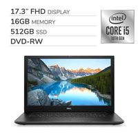 Dell Inspiron 17 3793 2020 Premium 17.3" FHD Laptop Notebook Computer, 10th Gen 4-Core Intel Core i5-1035G1 1.0 GHz, 16GB RAM, 512GB SSD, DVD, Webcam, Bluetooth, Wi-Fi, HDMI, Windows 10 Home