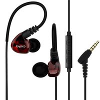 Joysico Sports Headphones Wired Over Ear In-ear Earbuds for Kids Women Small Ears, Earhook Earphones for Running Workout Exercise Jogging, Ear Buds with Microphone and Volume for Cell Phones MP3 Red