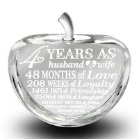 Bella Busta- 4 years anniversary-Traditional Fruit gift for 4th Anniversary-Engraved Crystal Apple (Crystal Apple)