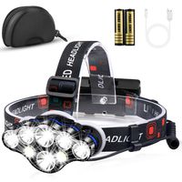 Headlamp, MOICO 13000 High Lumens Brightest 8 LED Headlight Flashlight with White Red Lights, USB Rechargeable Waterproof Head Lamp, 8 Modes for Outdoor Camping Cycling Running Fishing