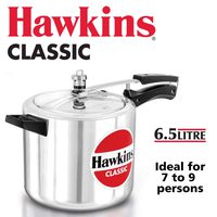 Hawkins Classic CL65 6.5-Liter New Improved Aluminum Pressure Cooker, Small, Silver