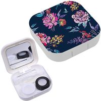 Portable Contact Lens Case Box Travel Kit Mirror + Bottle + Tweezers Container Holder [ Watercolor Floral ]