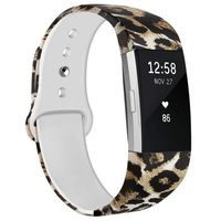 NAHAI Bands Compatible with Fitbit Charge 2, Soft Silicone Pattern Printed Replacement Bands Adjustable Sport Wristbands Strap Accessories for Fitbit Charge 2, Women Men, Large, Leopard