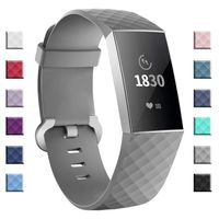 adepoy Compatible with Fitbit Charge 3 Bands for Women Men Large Small, Adjustable Replacement Wristbands for Fitbit Charge 3 and Fitbit Charge 3 SE, Gray, Small