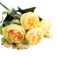 Kaniem Artificial Simulation Flower,5 Pcs Roses Bunch for Wedding Party,Fake Flowers Home Table Centerpieces Decoration (A)