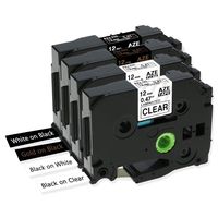 Replace TZ P-Touch Brother 12mm 0.47 inch Tape TZe-131 TZe-231 TZe-334 TZe-335 Black on Clear/White, Gold/White on Black Label tape,Compatible for Brother PT-D210 PTH110 PTD400AD Cube, 26.2 Ft(8m), 4P