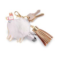 Kate Aspen 11348NA Llama & Tassel Charging Cord Keychain-USB-C Lightning Cable Tech Gift/Fashion Accessory, One Size, Gold