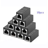 RJ45 Coupler Ethernet Connectors Cat 7 Cat6 Cat5 Cat5e RJ45 8P8C Network Keystone Jack in-Line Coupler Ideal for Extending The Ethernet Cables Female to Female (Black) (10PCS)