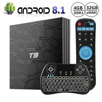 Smart TV Box, WISEWO T9 Android 8.1 TV Box with Wireless Mini Keyboard, 4GB/32GB Quad-core, Support 4K Full HD Wi-Fi 2.4Ghz BT 4.1 Android TV Player Media Box