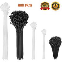 zip ties heavy duty with self-locking,YSeaWolf, 660 pack 4/6/8/10/12 Inch Multi-size, multi-color,Not easy to break and loose cable ties,UV Resistant zip tie，tie warps,plastic ties(black and white)
