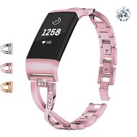 JOMOQ Replacement Bands Compatible for Charge 3/3 SE, Classic Stainless Steel Bands Premium Metal Wristbands with Adjustable Butterfly Clasp Repacement Band Wrist Accessories Straps Women Men