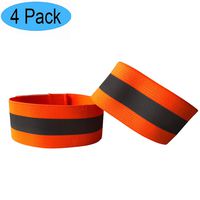 Emoly Premium Reflective Wristbands- 4 Pack Adjustable Reflective Armband Arm Wrist Ankle Leg Band - Reflective Tape Strap for Clothing Biking and Safety Night Walking (Orange)