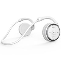 Small Bluetooth Headphones Wrap around Head - Sports Wireless Headset with Built in Microphone and Crystal-Clear Sound, Fold-able and Carried in the Purse, and 12-hour Battery Life, White