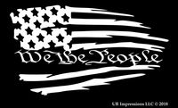 UR Impressions MWht Tattered American Flag - We The People Decal Vinyl Sticker Graphics Car Truck SUV Van Wall Window Laptop|Matte White|7.5 X 4.2 Inch|URI611
