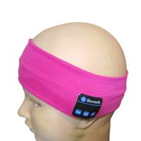 Wireless Cell Phone Headsets Bluetooth Headband Music Headphones Knitted Sport Bluetooth Head Band for Yoga Running (Pink)