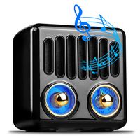 Retro Bluetooth Speaker FM Radio Qoosea Vintage Bluetooth Speaker with FM Radio Portable Wireless HiFi Stereo Supports Micro SD Card 3.5mm AUX (Black)