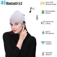 Cupidove Bluetooth Beanie Hat Headphones Headset, Wireless 5.0 Smart Beanie Hat Headphone Speaker Cap, Built-in HD Stereo Speakers & Microphone, Musical Knit Cap for Outdoor Sports, Boys Girls(Grey)