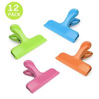 12 Pack Chip Bag Clips Covered with Silicone - NO More Sharp Edges - Color Coded with 4 Different Colors Perfect for Food Bags and Chip Bags - Air Tight Seal, Heavy Duty, 3 Inches Wide