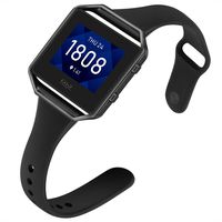 Aiseve Slim Bands Compatible for Fitbit Blaze, Thin Tapered Silicone Wristband Rose Gold Metal Frame Clasp for Fitbit Blaze Small Large Women Men (Large, Black&Black)