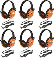 Califone 2810-TI Tiger Motif Listening First Stereo Headphone (Pack of 6), Adjustable headband comfortable for extended wear, Specifically sized for young children
